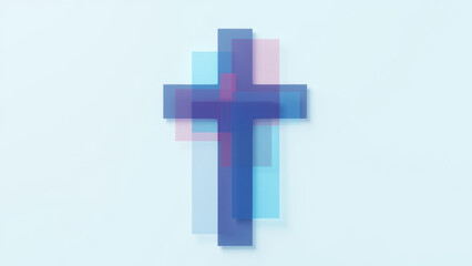 Obraz premium A pixelated Christian cross on a clear sky.