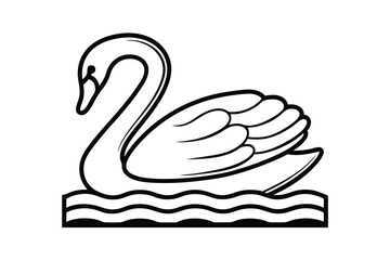 Elegant Swan On Water Graphic Vector Design Classic Black And White Outline Clean Simplistic Minimalist Swan Icon