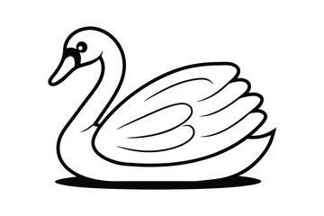 Stylized Black And White Swan Illustration With Elegant Neck Feathers And Minimalist Design Suitable For Graphic Projects