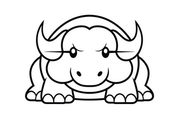 Simple Line Art Illustration Of A Cartoon Buffalo Perfect For Childrens Coloring Books Or Educational Material Designs