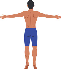 Fototapeta premium Male figure with arms outstretched, showcasing strength and balance in a flat and minimal design style, rendered as vector art