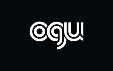 OGU Creative Unique Modern Letter Logo Design. Stylized logo featuring a unique letter design, presenting abstract minimalist aesthetics and modern appeal.
