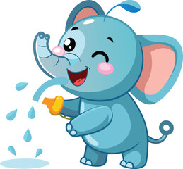 Baby elephant spraying water Animated Stickers