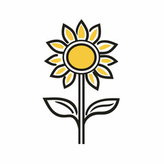 yellow sunflower vector logo design template concept in white background