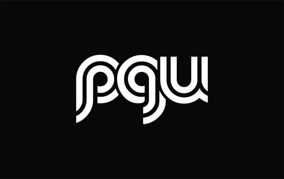 PGU Creative Unique Modern Letter Logo Design. Stylized logo featuring a unique letter design, presenting abstract minimalist aesthetics and modern appeal.
