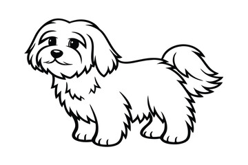 Cute Maltese Dog Cartoon Line Art Mascot Illustration Perfect For Kids And Animal Lovers Designs