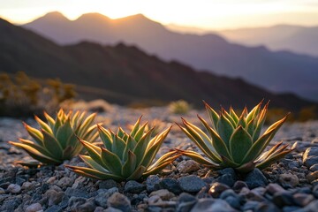 Desert succulents at sunrise