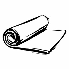 rolled yoga mat sketch on white background  