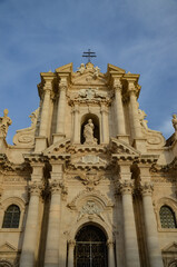 Fototapeta premium The Metropolitan Cathedral of the Nativity of the Virgin Mary in Syracuse is a Roman Catholic church in Syracuse, Sicily, located in the historic center of the city on the island of Ortygia 
