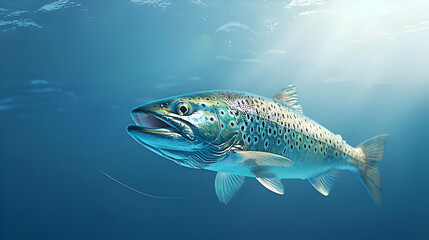 Fototapeta premium Spotted Trout Underwater in a Blue Ocean