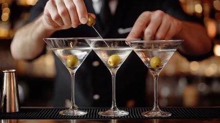 Bartender preparing drinks at bar