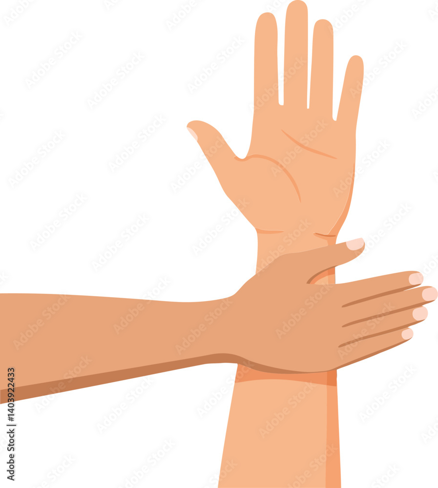 Poster hands in a gentle embrace showcasing connection, flat design emphasizing warmth and unity, vector ar
