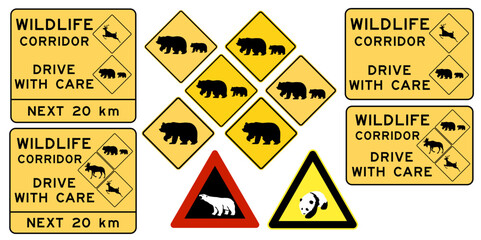 Bear Warning Road Signs Vectors © CyroHenrique
