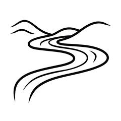 Naklejka premium flowing river line art on white background (1).eps