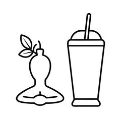 Obraz premium green smoothie and yoga line art on white backgrou (1).eps