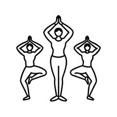 group yoga pose line art on white background (1).eps