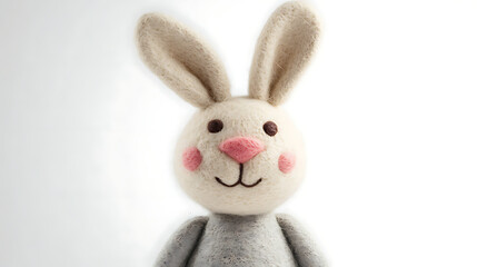 Easter Bunny Cute with Eggs Basket on white Background Flowers