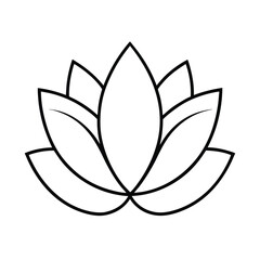 lotus flower symbol line art on white background.eps