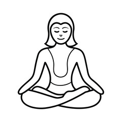 mindful breathing line art on white background.eps