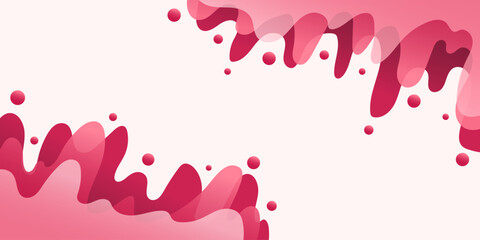 Modern Pink and Red Abstract Fluid Background with 3D Bubbles