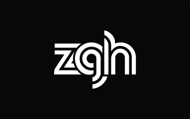ZGH Creative Unique Modern Letter Logo Design. Stylized logo featuring a unique letter design, presenting abstract minimalist aesthetics and modern appeal.