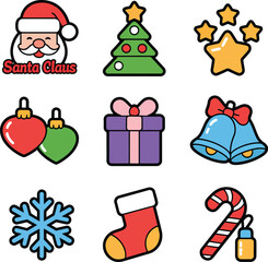 Fototapeta premium Set of Christmas icons vector illustration isolated On Transparent Background