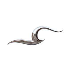 Sleek metallic wave sculpture with smooth, reflective surfaces.