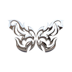 Abstract butterfly design with metallic swirls and intricate detailing.