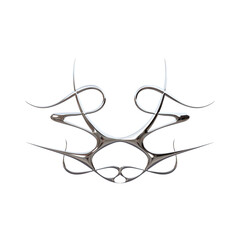 Futuristic organic sculpture featuring elegant, flowing metallic forms.