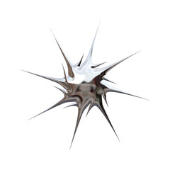 Abstract spiky shape resembling a star with smooth, reflective surfaces.