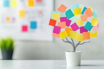 Colorful Sticky Note Tree Idea for Planning or Brainstorming Session