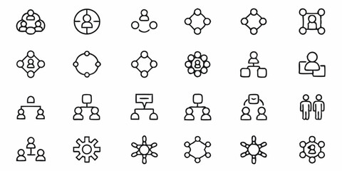 Minimalist Business Collaboration Icons – Line Art Style for Teamwork and Corporate Strategy

