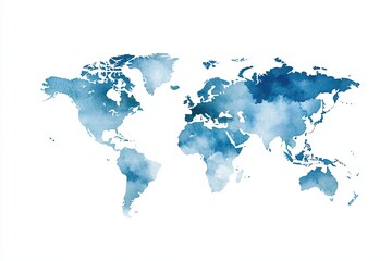 Fototapeta premium Watercolor world map illustration on white background