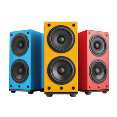 Fototapeta premium A modern 3D speaker rendered realistically, placed on a white studio background with soft shadows on transparent png background. Ai generated