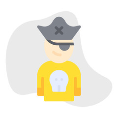 Pirate in Hat icon single vector illustration