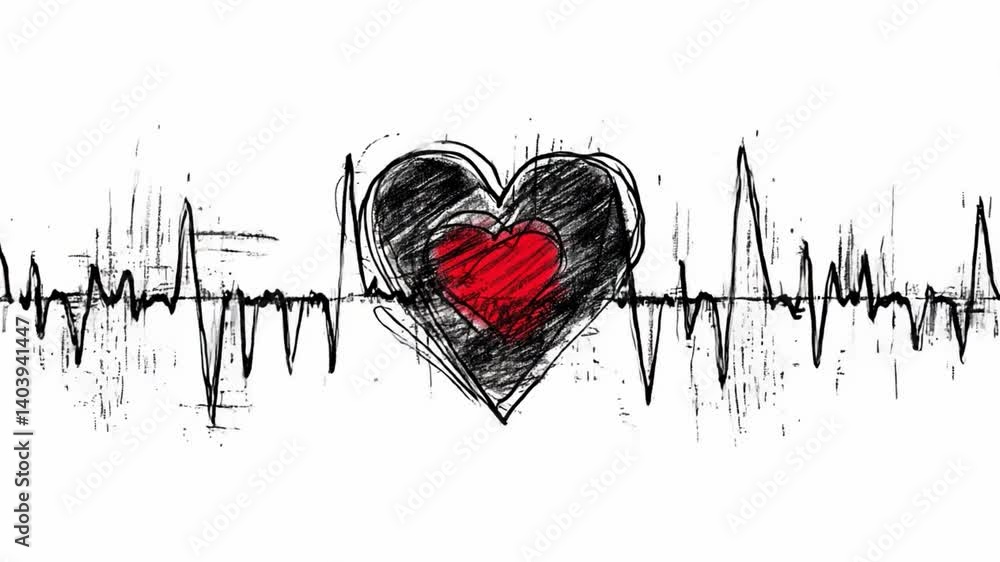 Poster the artwork features a stylized heart symbol intertwined with an ekg line, representing the connecti