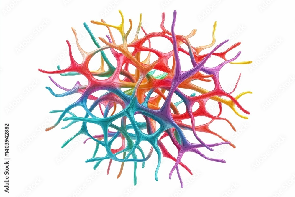Fototapete abstract colorful organic structure artwork isolated on white background digital rendering