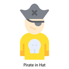 Pirate in Hat icon single vector illustration