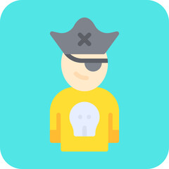 Pirate in Hat icon single vector illustration