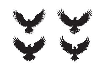 Eagle Silhouette Logo Majestic Bird Vector with Wings Spread for Tattoo and Branding