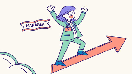 Businessman Running on Arrow &ndash; Success, Growth, and Ambition Vector Illustration

