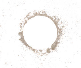 Milled white pepper powder in circle isolated on white