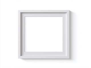 Empty white photo frame placed against a minimalist wall, ready for a new artwork or picture to be added