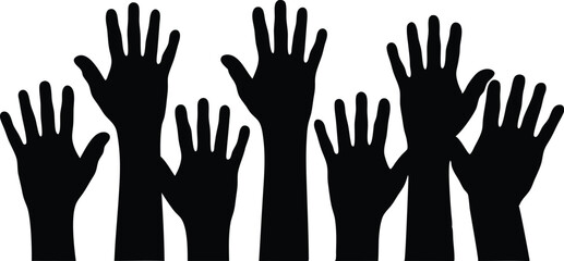 Fototapeta premium Raised Hands Silhouette Vector – Volunteer, Help, Unity Symbol Graphic Set