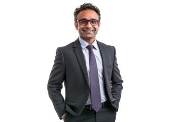 Indian Businessman wearing a suit isolated on transparent background