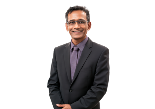 Smiling Indian businessman in casual attire isolated on transparent background