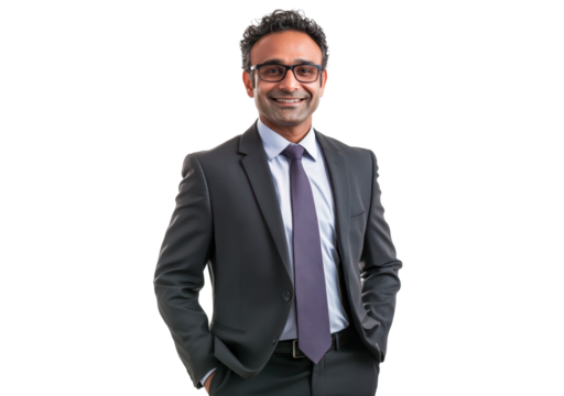 Indian Businessman wearing a suit isolated on transparent background