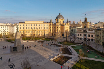 The city of Łódź - view of Freedom Square. Lodz, Poland.	