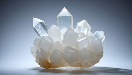 cluster of crystals sitting on top of a table