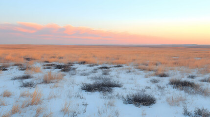 Naklejka premium Winter Prairie Sunset